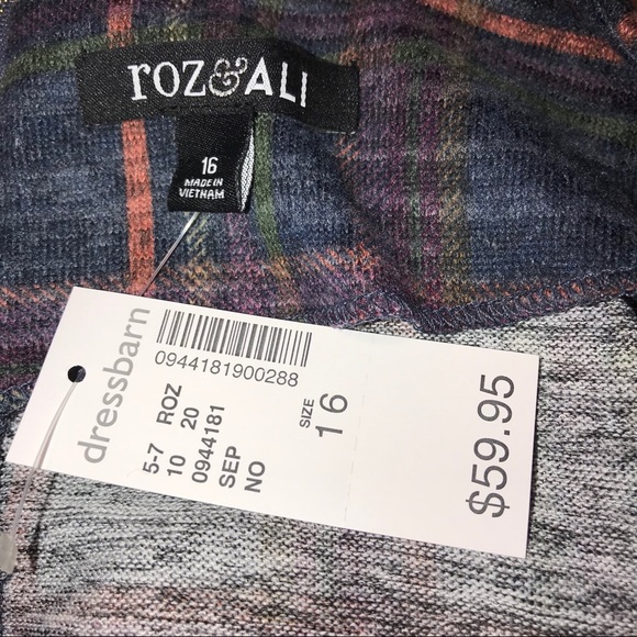 Roz & Ali Plaid Ruffle Sleeve Dress - Navy and Red - Picture 6 of 11